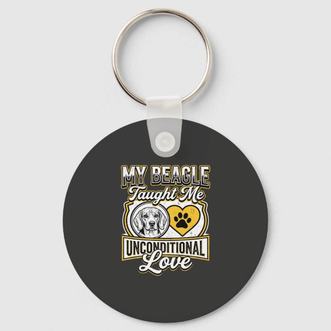 Beagle Unconditional Love Dog Owner Keychain (Front)