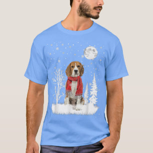 Beagle Under Moonlight Snow Christmas Pajama  T-Shirt