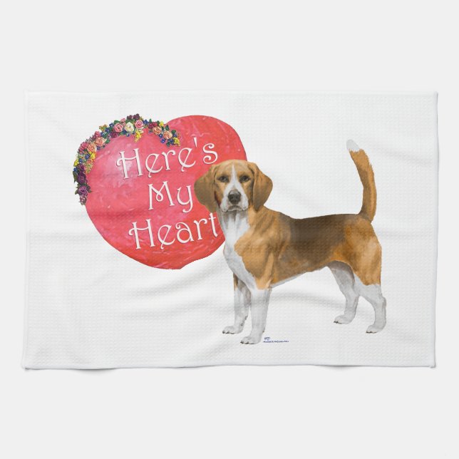 Beagle Valentine Kitchen Towel (Horizontal)