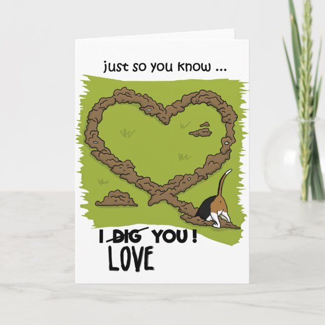 Beagle Valentines card; Dog Beagle love card (Front)
