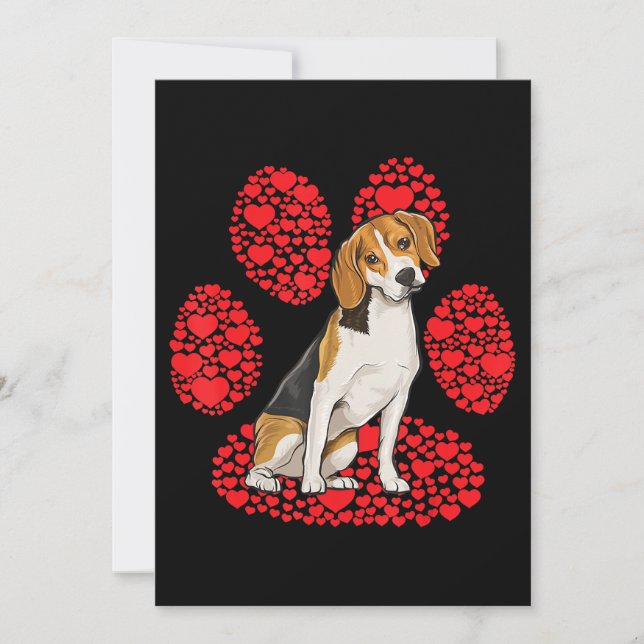 Beagle Valentines Day Dog Love Paw Announcement (Front)