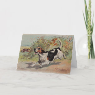 Beagle (vintage painting on canvas) Notecard
