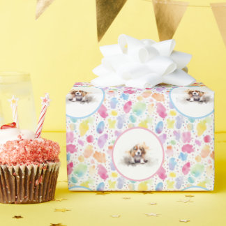 Beagle Watercolor Birthday wrap paper
