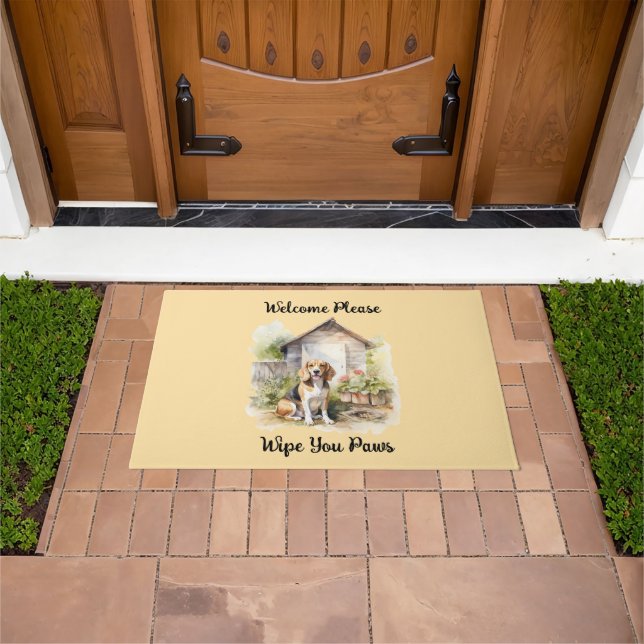 Beagle Welcome Please Wipe Your Paws Doormat (Outdoor)