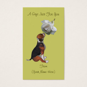 Beagle White Rose Personalized Gift Card Tag