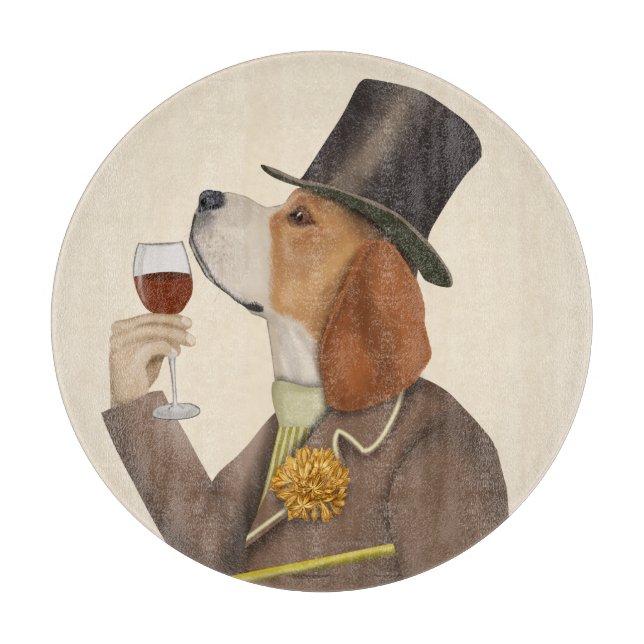 Beagle Wine Snob Cutting Board (Front)