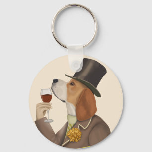 Beagle Wine Snob Keychain