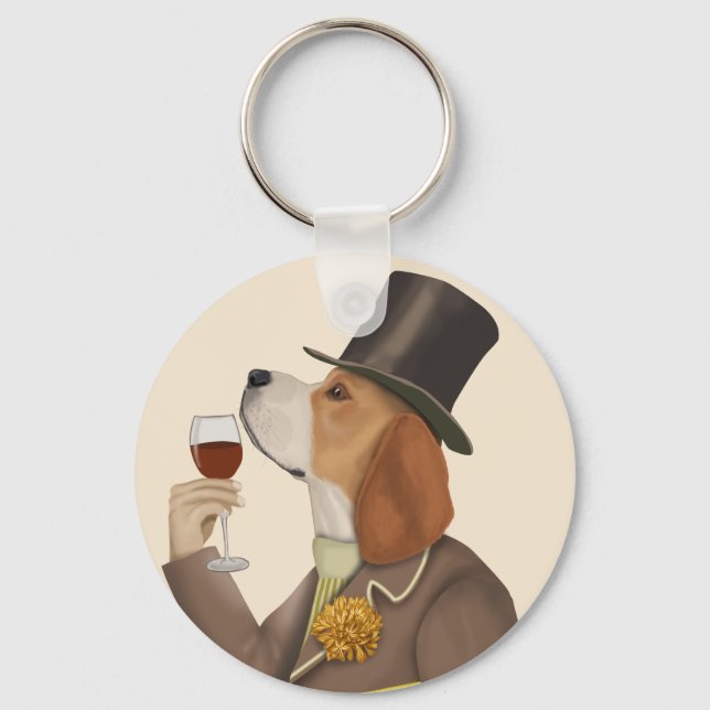 Beagle Wine Snob Keychain (Front)