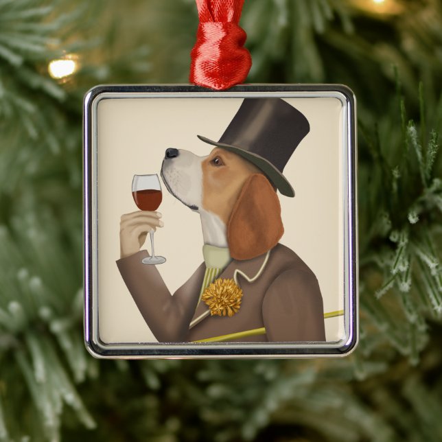 Beagle Wine Snob Metal Ornament (Tree)