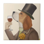 Beagle Wine Snob Tile<br><div class="desc">Beagle Wine Snob by Fabfunky. Features a well-dressed beagle enjoying wine. | 190947D</div>