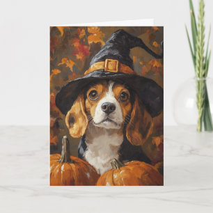 Beagle Witch Halloween Holiday Card
