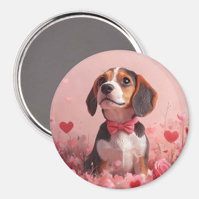 Beagle with Roses - Valentine's Day Magnet (Front/Back)