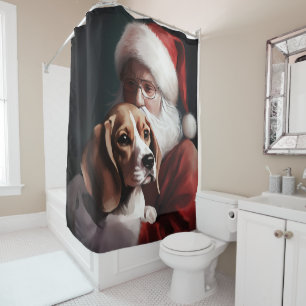 Beagle With Santa Claus Festive Christmas