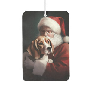 Beagle With Santa Claus Festive Christmas Air Freshener