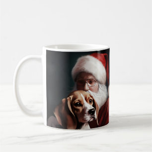 Beagle With Santa Claus Festive Christmas Coffee Mug