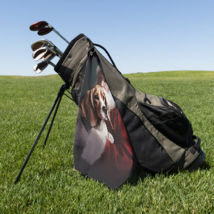 Beagle With Santa Claus Festive Christmas Golf Towel