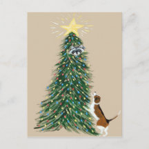 Beagle With Treed Raccoon