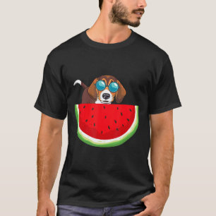 Beagle With Watermelon Womens Mens Dog T-Shirt