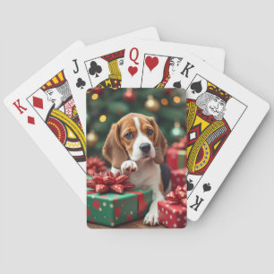 Beagle Wrapping Gifts Christmas Painting Playing Cards
