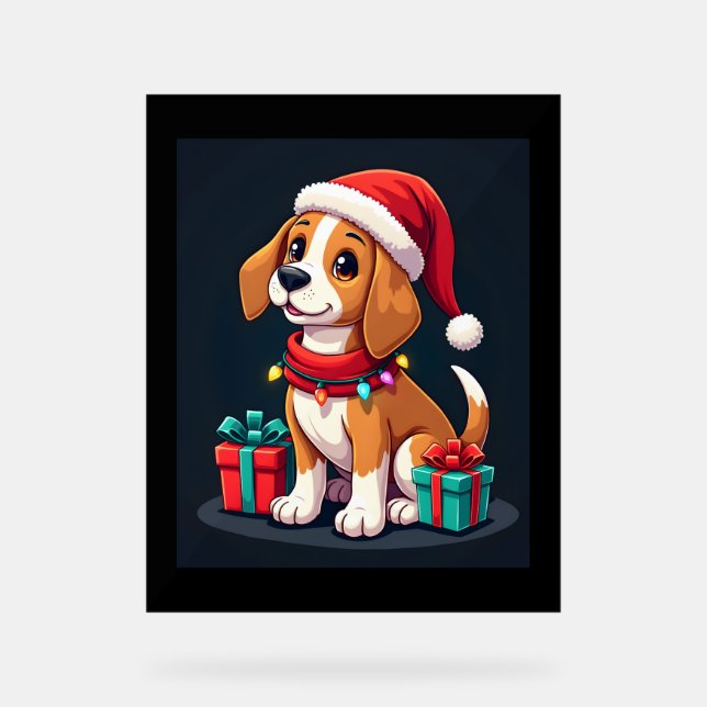 Beagle Xmas Éclairage Père Noël Beagle Chien Noël  (Recto)