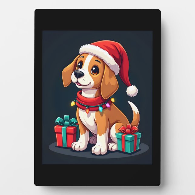 Beagle Xmas Lighting Santa Beagle Dog Christmas Ta Plaque (Front)