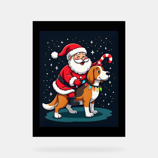 Beagle Xmas Lighting Santa Riding Beagle Dog Chris (Recto)