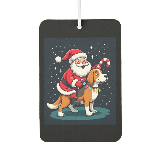 Beagle Xmas Lighting Santa Riding Beagle Dog Chris Air Freshener (Front)