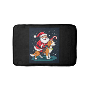 Beagle Xmas Lighting Santa Riding Beagle Dog Chris Bath Mat