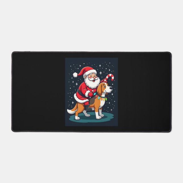 Beagle Xmas Lighting Santa Riding Beagle Dog Chris Desk Mat (Front)