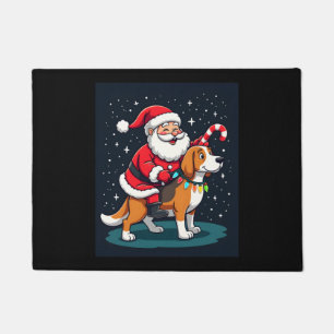 Beagle Xmas Lighting Santa Riding Beagle Dog Chris Doormat
