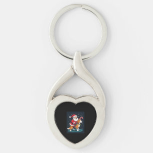Beagle Xmas Lighting Santa Riding Beagle Dog Chris Keychain