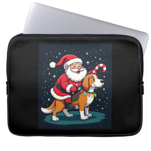 Beagle Xmas Lighting Santa Riding Beagle Dog Chris Laptop Sleeve
