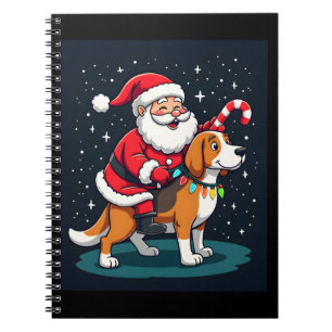 Beagle Xmas Lighting Santa Riding Beagle Dog Chris Notebook
