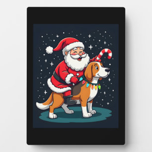 Beagle Xmas Lighting Santa Riding Beagle Dog Chris Plaque