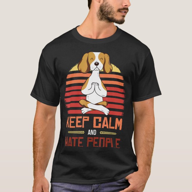 Beagle Yoga Keep Calm T-Shirt (Front)