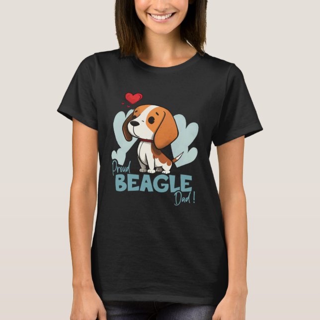 Beagledog With Heartdecoration Proud Beagledad T-Shirt (Front)