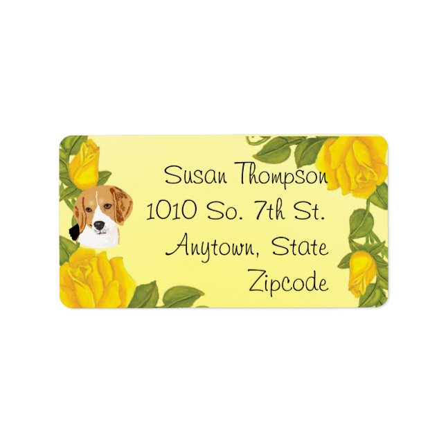 Beagles and Yellow Roses Label (Front)