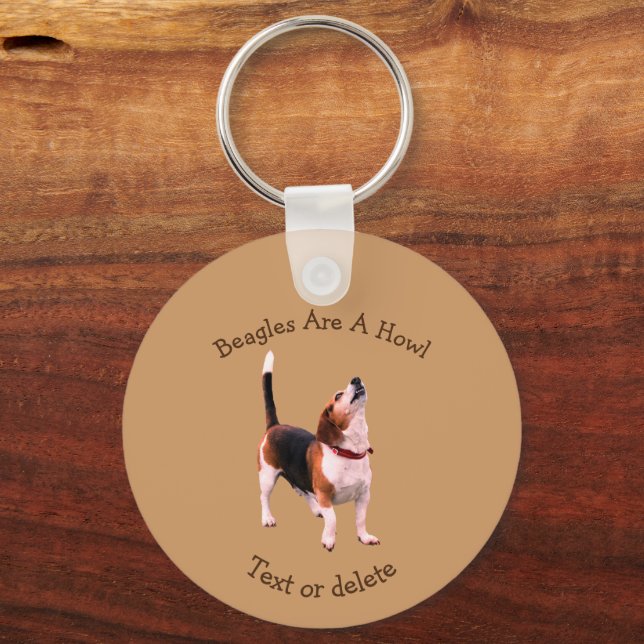 Beagles Are A Howl Cute Dog Personalized Keychain (Front)