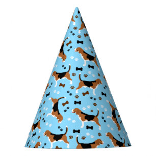 Beagles Dog Party Blue Pattern Party Hat