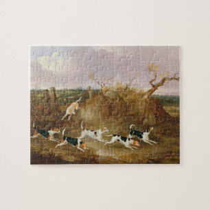 Beagles in Full Cry, 1845 (oil on canvas) Jigsaw Puzzle