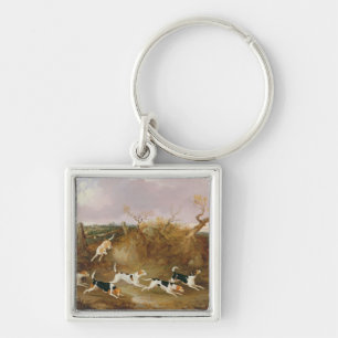 Beagles in Full Cry, 1845 (oil on canvas) Keychain