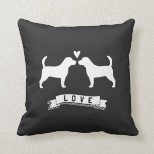 Beagles Love - Dog Silhouettes w/ Heart Throw Pillow