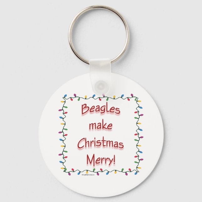 Beagles Make Christmas Merry Keychain (Front)