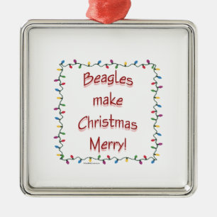 Beagles Make Christmas Merry Metal Ornament