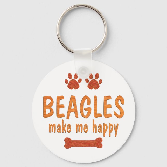 Beagles Make Me Happy Keychain (Front)