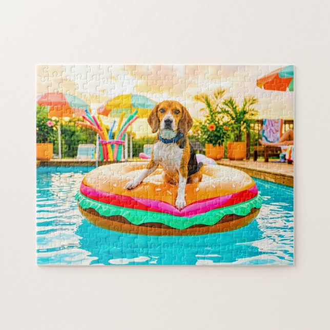 Beagles on the burger float jigsaw puzzle (Horizontal)