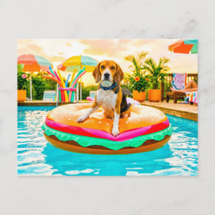 Beagles on the burger float postcard