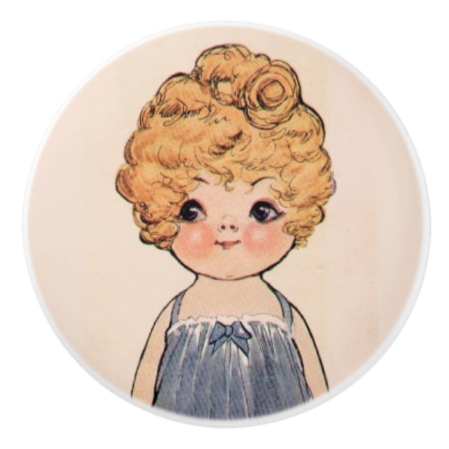 Beaitiful Doll face Dolly Dingle  Ceramic Knob (Front)