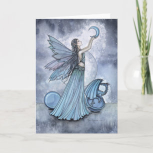 Beaituful Blue Fairy Dragon Card by Molly Harrison