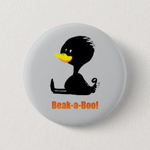 Beak-a-Boo! Cute Cartoon Duck with Funny Pun 2 Inch Round Button